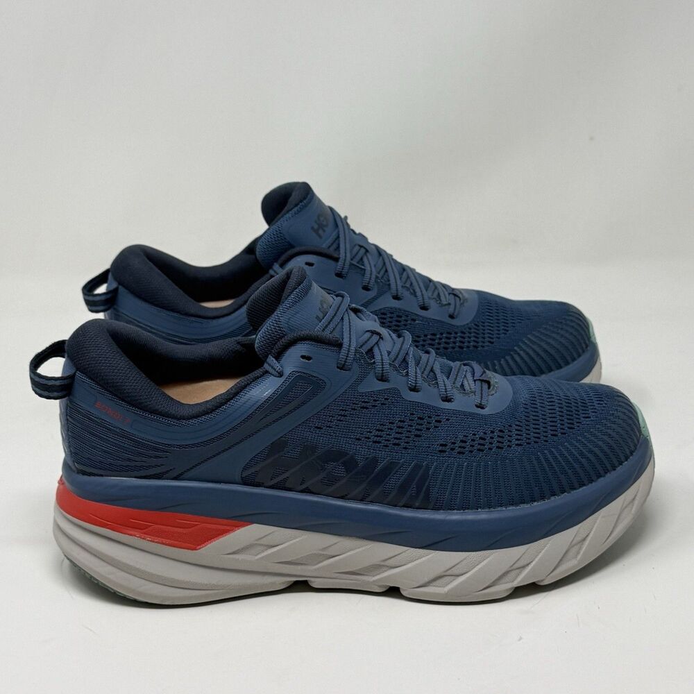 Hoka One One Bondi 7 Shoes Mens 7 2E Wide Blue Teal Running Comfort Sneakers